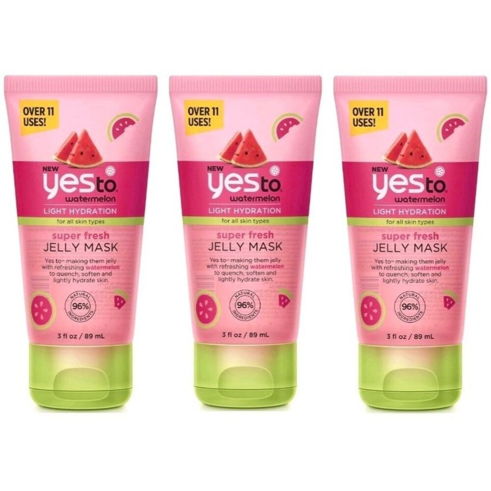 Lot of 3 Yes To Watermelon Light Hydration Super Fresh Jelly Mask All Skin Types